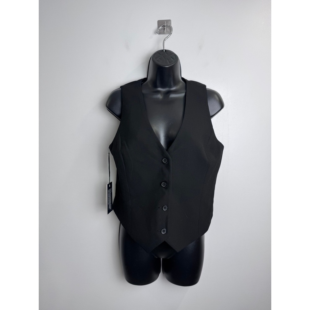 NWT Aritzia Babaton Womens Black Deniro Vest Button Front Tailored Waistcoat 6